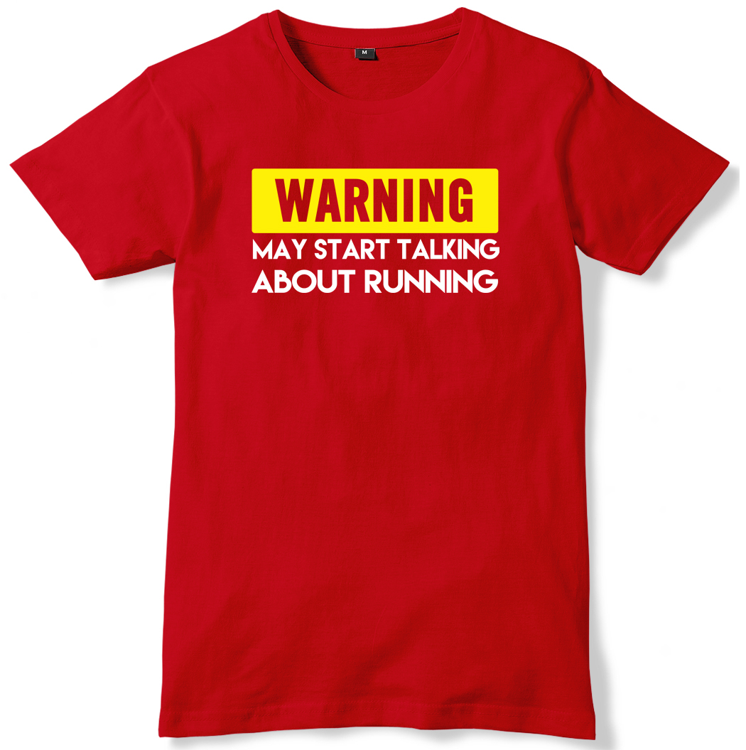 Warning May Start Talking About Running Mens Funny Slogan Unisex T-Shirt |  eBay