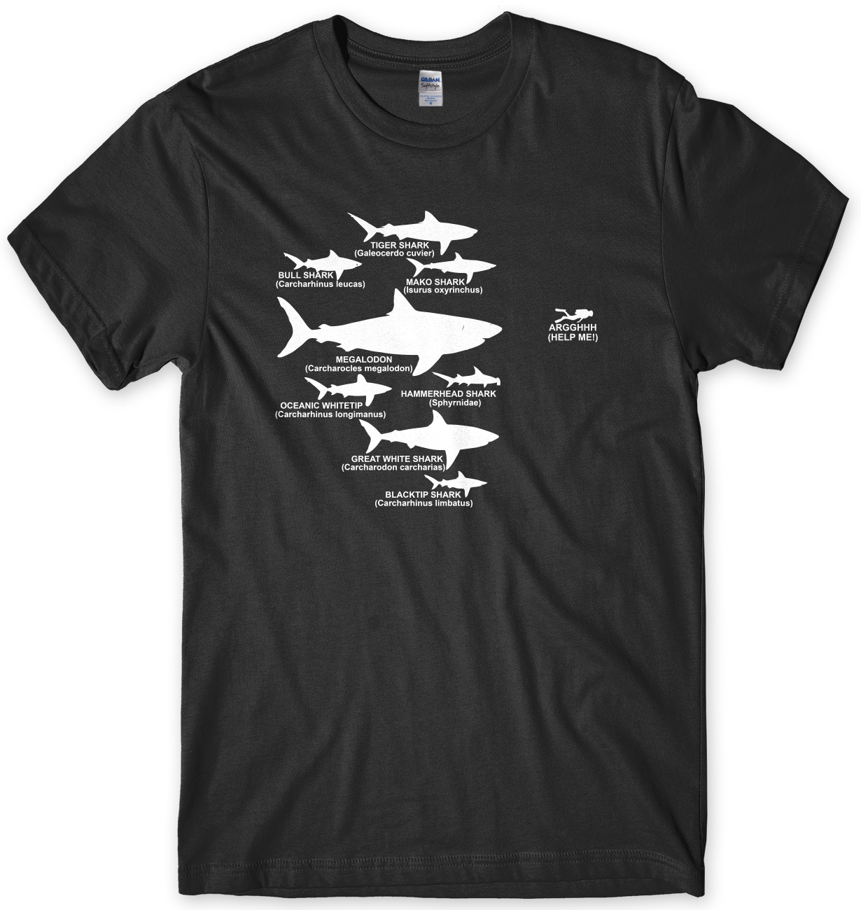 thumbnail 2  - Shark Hierarchy Diver Diving Funny Mens Unisex T-Shirt