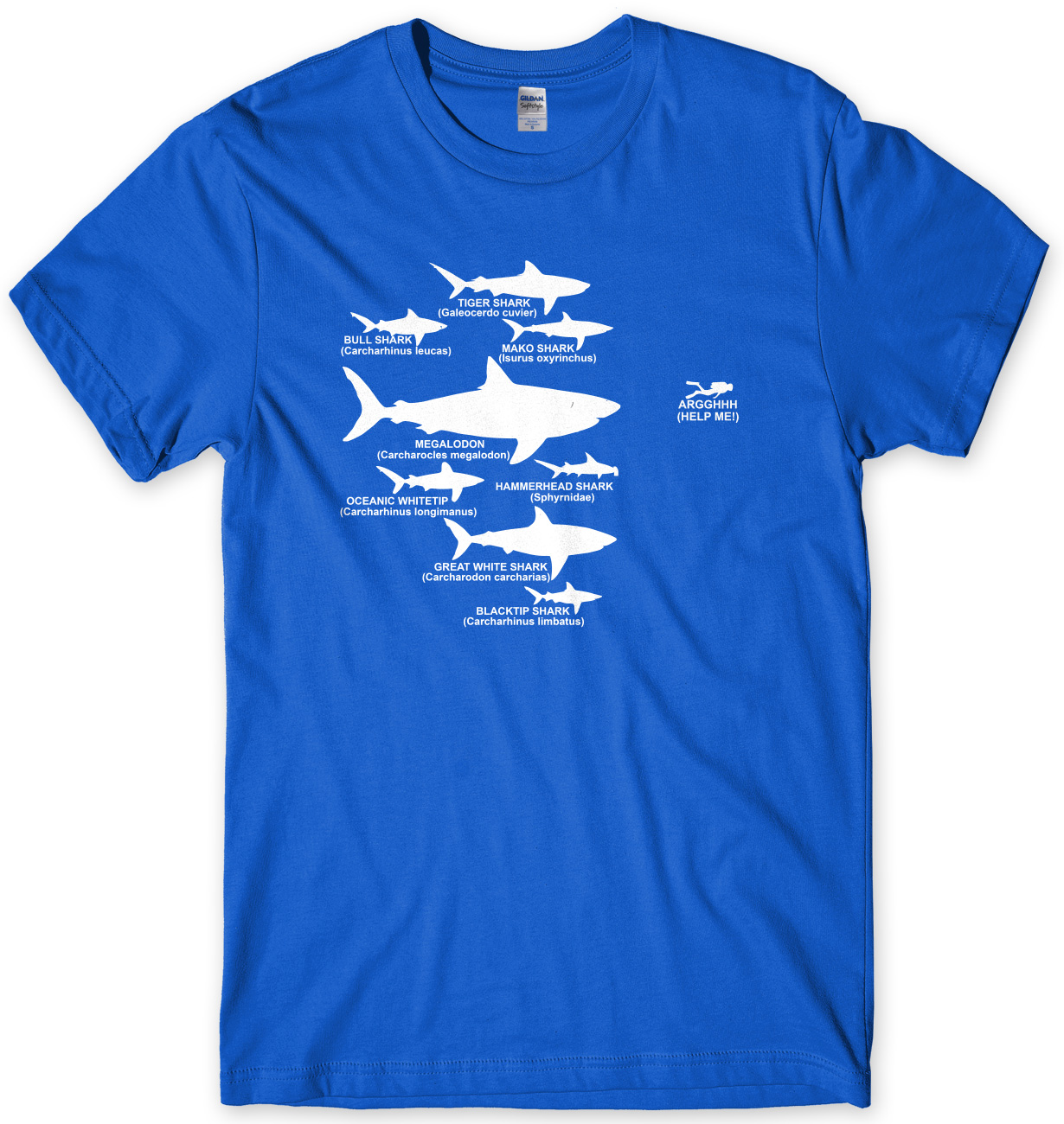 thumbnail 3  - Shark Hierarchy Diver Diving Funny Mens Unisex T-Shirt