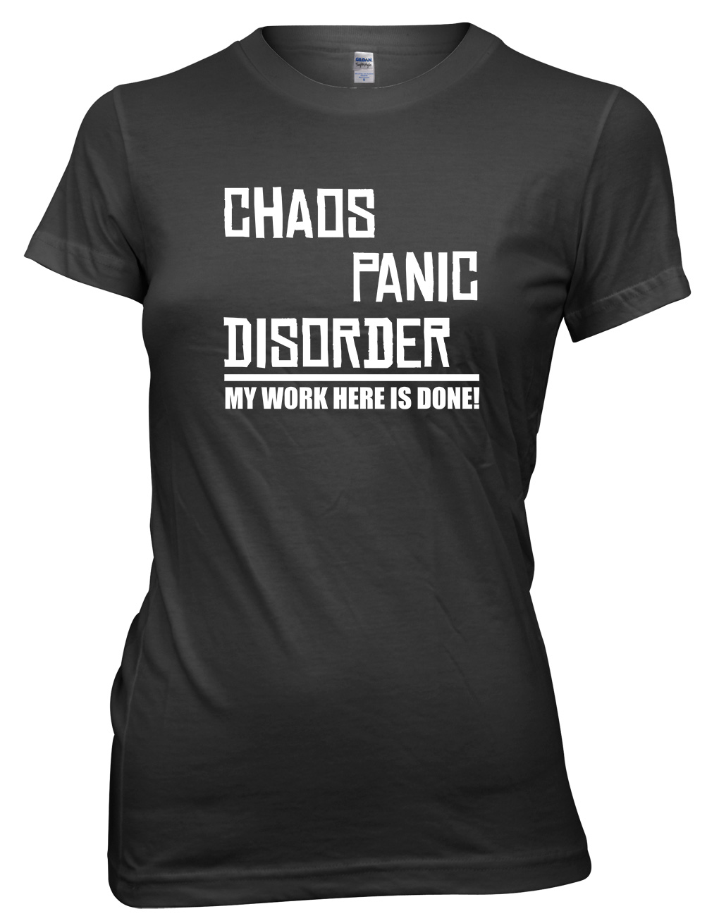 Camiseta Chaos Panic Disorder My Work Here Is Done divertida para mujer y damas - Imagen 2 de 8