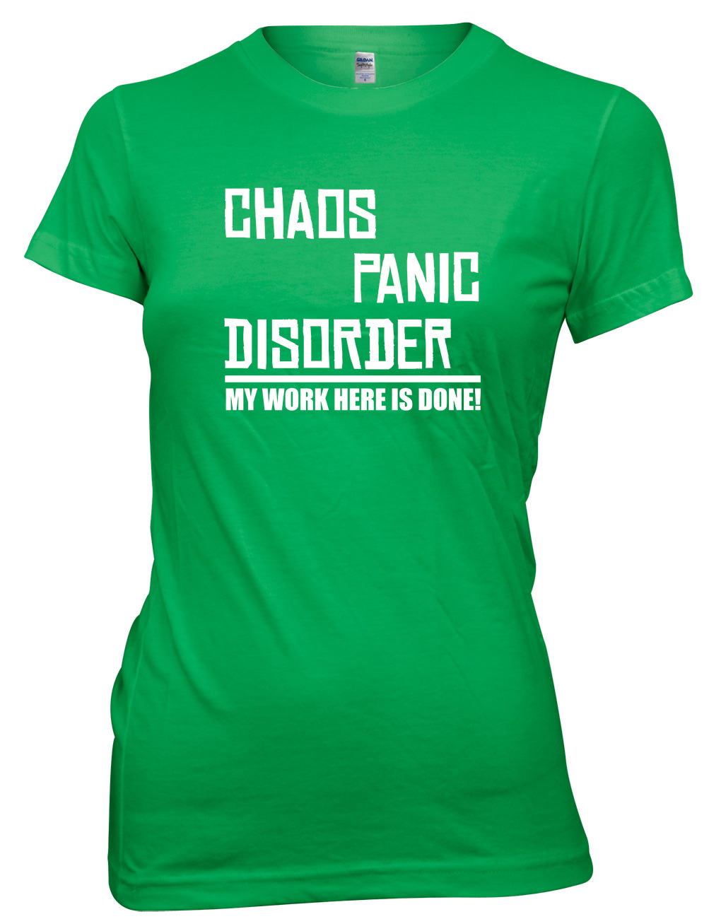 Camiseta Chaos Panic Disorder My Work Here Is Done divertida para mujer y damas - Imagen 5 de 8