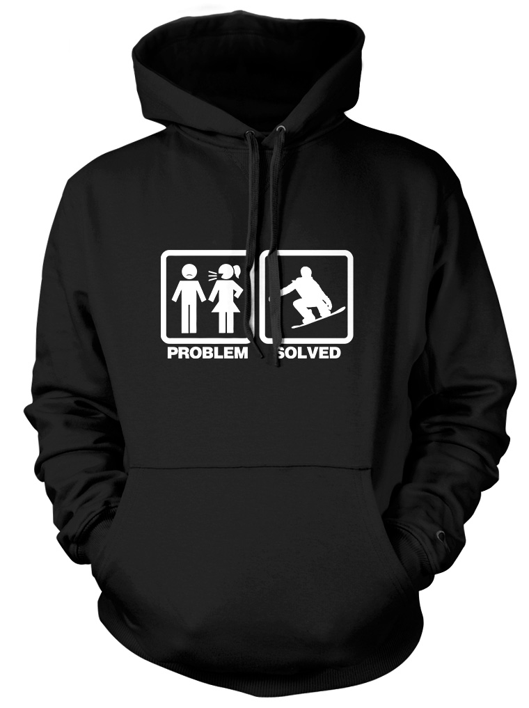 Sudadera con capucha divertida unisex para mujer de snowboard con problemas resueltos para snowboard - Imagen 2 de 6