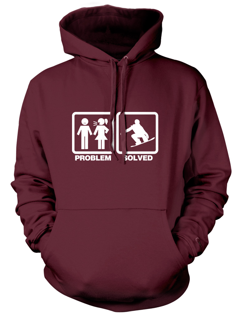 Sudadera con capucha divertida unisex para mujer de snowboard con problemas resueltos para snowboard - Imagen 6 de 6