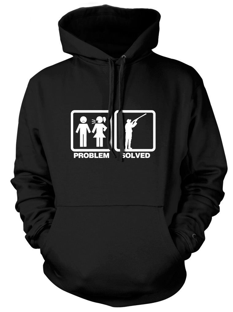 Problem Solved Shooting Hunting Mens Funny Unisex Womens Hoodie - Picture 2 of 6