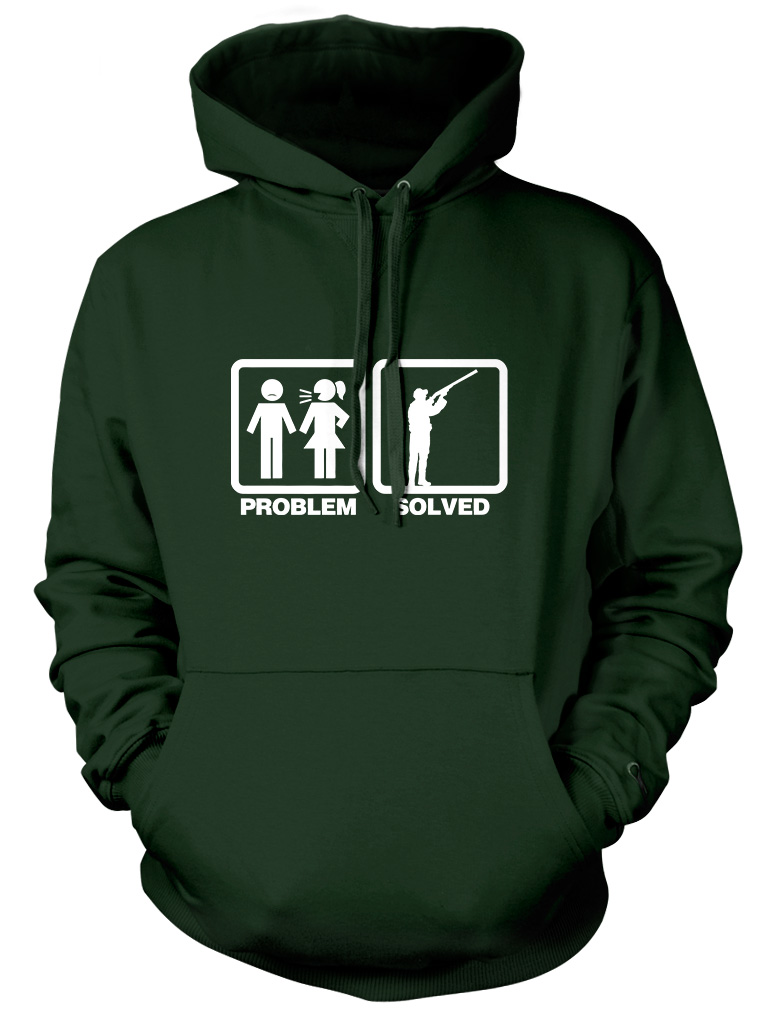 Problem Solved Shooting Hunting Mens Funny Unisex Womens Hoodie - Picture 5 of 6