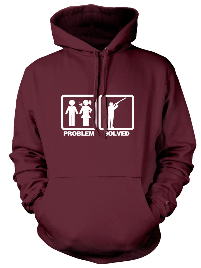 Problem Solved Shooting Hunting Mens Funny Unisex Womens Hoodie - Picture 6 of 6