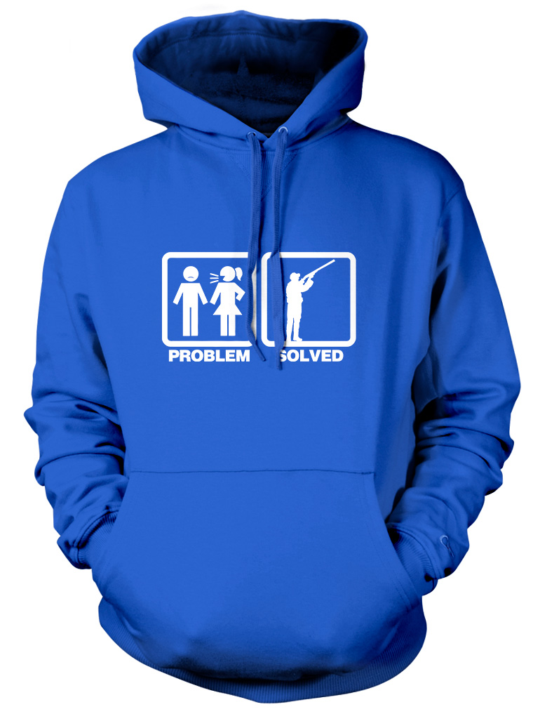 Problem Solved Shooting Hunting Mens Funny Unisex Womens Hoodie - Picture 3 of 6