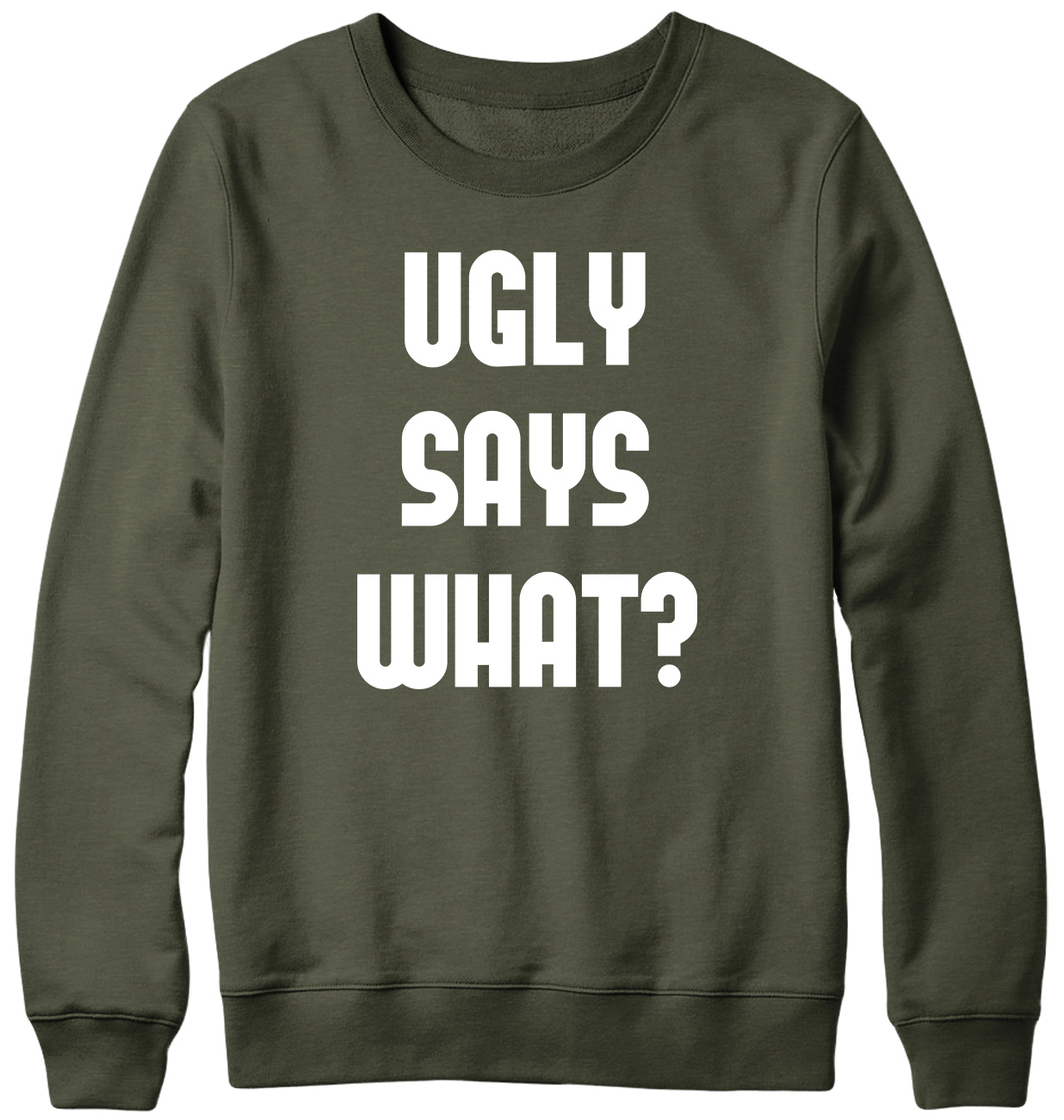 Ugly Says What? Funny Mens Womens Unisex Sweatshirt - Picture 3 of 7