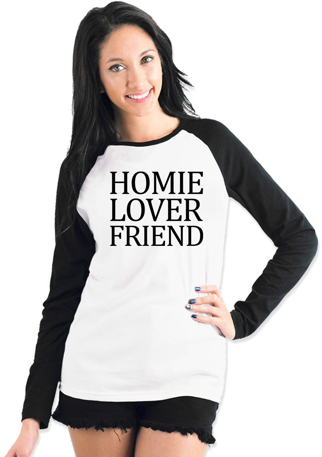 Homie Lover Friend Funny Womens Ladies T-shirt Baseball Tee - Picture 2 of 2